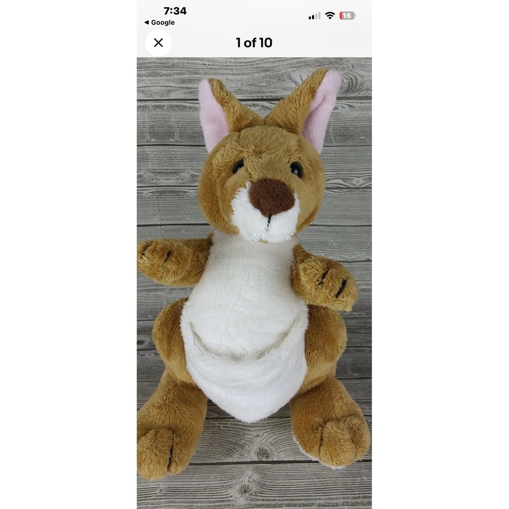Ganz Webkinz‎ Kangaroo Plush Stuffed Animal HM180 Tan White Pouch No Code